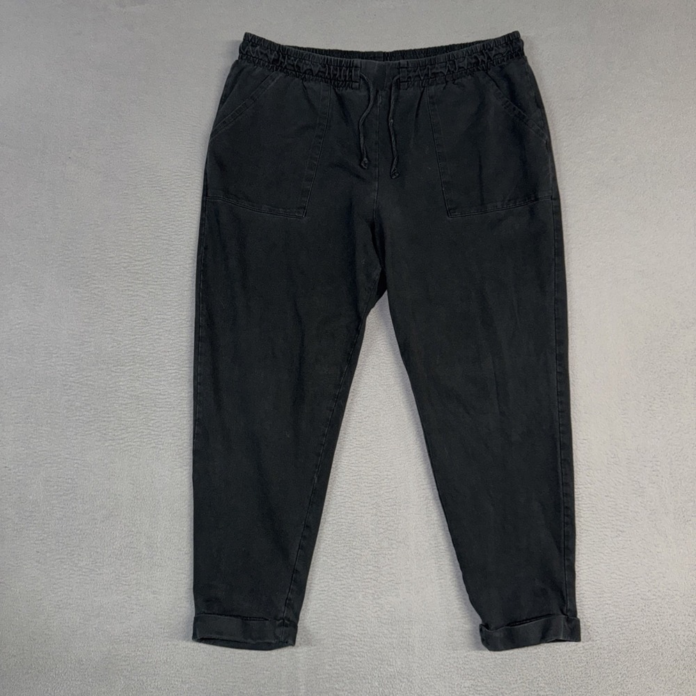 Ava & Viv Pants Womens 1X Faded Black Tapered Cuffed Pull On Stretch Cotton